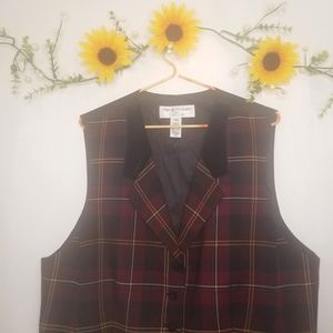 Rena Rowan for saville wool plaid button up vest